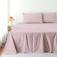Ensemble de quatre pièces en satin de coton égyptien à longues fibres couleur unie des années 80 comprend une housse de couette drap de lit taie d'oreiller
