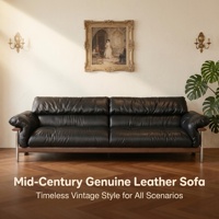 Sofá Chesterfield de Cuero Genuino de Estilo Moderno, Base de Madera y Metal Vintage, Relleno de Esponja, Sofá Recto Ideal para Apartamentos