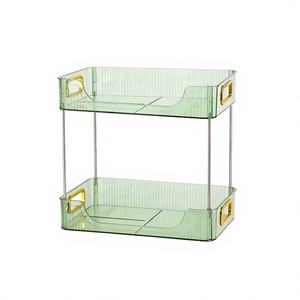 ถาดจัดระเบียบเครื่องสำอางพลาสติกสีขาวแบบพับได้ถอดประกอบได้ ได้รับการรับรองมาตรฐาน CE มีช่องใส่ของสองช่อง สำหรับจัดเก็บเครื่องสำอางและอุปกรณ์ครัวอย่างมีประสิทธิภาพ - Product Image 1