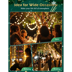 Aigostar 100 LED luci della tenda di natale 3M + 5M * 0.4M 8 modalità IP44 bianco caldo per matrimoni e feste di Halloween - Product Image 6