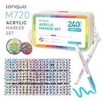 RTS En gros, Ensemble de marqueurs d'artiste à encre acrylique PET liquide directe, 240 couleurs, système sans encre, pour roche, bois, DIY, toile, stock