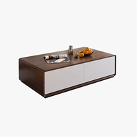 Table Basse de Salon Carrée en Bois Style Industriel Moderne Nordique Minimaliste avec 4 Tiroirs