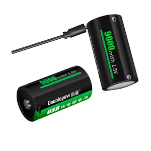 Doublepow 신상품 d 크기 1.5v 6000mah 리튬 이온 배터리 1.5v 9000mWh USB 충전식 리튬 이온 배터리 가스 미터