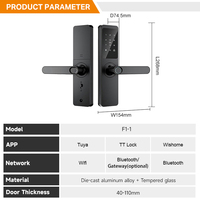 Cerradura Inteligente sin Llave Tuya/TTlock F1-1 con Huella Dactilar para Puerta de Aluminio y Vidrio, Nivel C, Wi-Fi/En Red