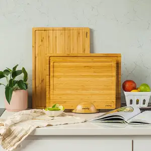2023 nóng bán tre gỗ cắt Board Set với Chủ đồ dùng cho nhà bếp