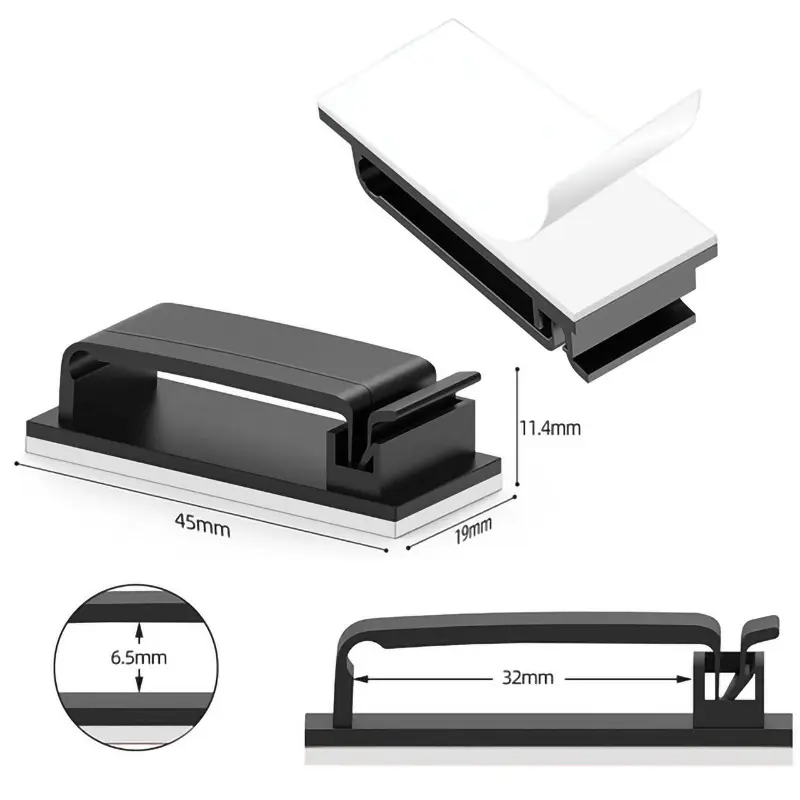 Clips de gestión de cables autoadhesivos para coche, TV, PC, portátil, Cable de alimentación Ethernet, soporte de abrazadera multiusos, organizador de cables