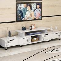 Meuble TV et Table Basse Nordique Moderne Rétractable en MDF pour Salon, 4 Tiroirs, 5 Étagères, Écologique, Durable et Gain de Place