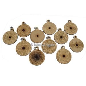 Pendentifs de bijoux de mode taille personnalisée couleur pendentifs en bois gravés assortis-agate naturelle - Product Image 1