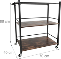 Chariot rectangulaire en fer et bois, populaire en Europe et en Amérique, chariot de cuisine avec roulettes et plusieurs compartiments de rangement