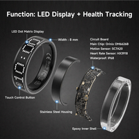 Bague intelligente en acier à écran tactile matriciel avec suivi du sommeil pour Android et iOS - Accessoire de santé et de fitness pour hommes