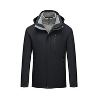 Veste bomber softshell respirante à capuche en nylon à haute élasticité trois-en-un avec doublure polaire amovible pour homme