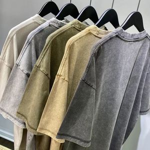 T-Shirt da Uomo Oversize in Cotone Pesante con Logo Personalizzato, Stile Hip Hop, Effetto Vintage e Lavaggio Acido - Product Image 3
