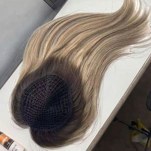 Vendita calda 100% vergine europea capelli Full handled a rete Mono pezzo Base di pizzo Toppers per le donne integrazione dritto - Product Image 2