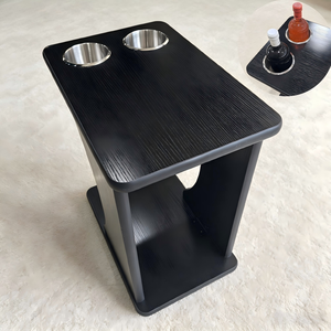 Carrito de Bebidas Clásico Negro para Mesa de Póker con 2 Portavasos Jumbo de Acero Inoxidable y Estantes Integrados para Salas de Casino - Product Image 1