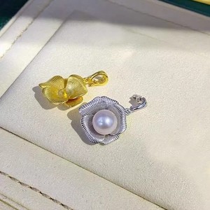 Accessoires en perles DIY, pendentif en argent S925, support vide avec perles rondes de 8-9 mm, pendentif de collier en forme de croix, 31420 - Product Image 4