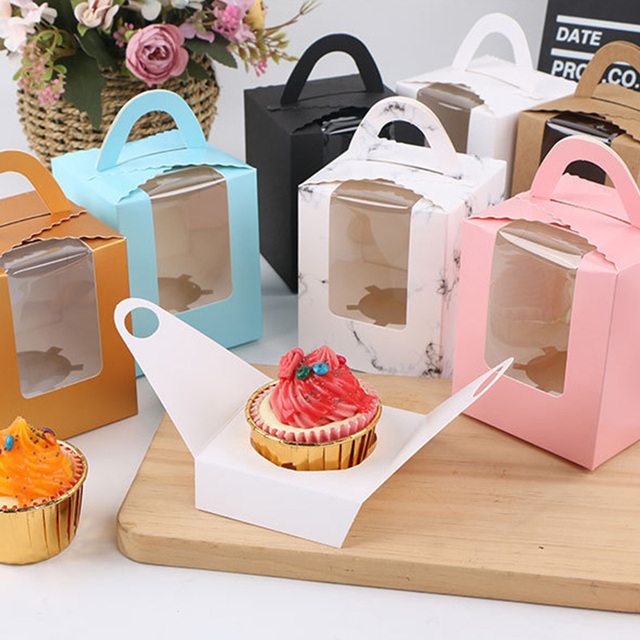 Single Cupcake Carriers Bulk White Individual Cupcake Containers Holders Boxes Packaging Box for Cupcakes