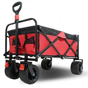Plegable lipat tertutup empat roda tugas berat baja piknik pantai keranjang taman troli keranjang Kemah untuk belanja & penyimpanan - Product Image 1