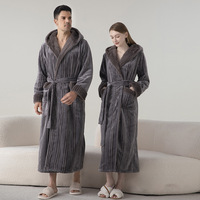 Peignoir de luxe thermique long pour homme et femme, grande taille, en jacquard double fil, à capuche, épais, pour automne et hiver