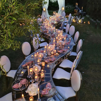 Table de mariage en cristal en forme de S Offre Spéciale pour les tables à manger en verre d'acier inoxydable d'événement de fête d'hôtel