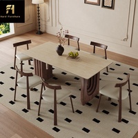 Table à manger nordique moderne et simple en bois pour 6 personnes, idéale pour appartement, hôtel, villa, restaurant, style post-moderne et créatif.