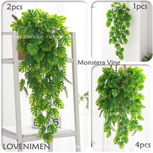 Artificial Monstera Vine <b>Wall</b> Hanging Green <b>Leaf</b> <b>Decoration</b> Indoor Ceiling Plant 30cm-100cm Plastic Bouquet Turtle Shell Style - Product Image 2