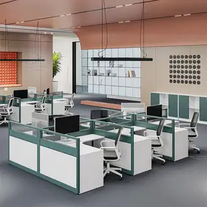 Modern Office Cubicle 2 4 Person Aluminum L Shape Modern Cubicle Office Workstation Wood Table Office Partition Desk