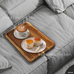 Wooden <b>Sofa</b> Armrest <b>Tray</b> Multi Function Modern Minimalist Design For Living Room Bedroom Snacks Remote Control Cups - Product Image 2