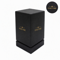 Boîte cadeau rigide en cuir PU marron de luxe avec logo estampé à chaud or, boîtes à vin rouge personnalisées avec insert en velours noir