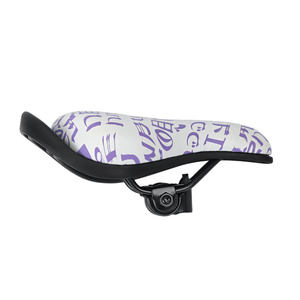 Sella per Bicicletta Bianca e Viola con Stampa di Lettere, 21x13cm, 348g, con Morsetto in Acciaio - Product Image 3