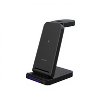 Support de charge vertical magnétique 3-en-1 15W sans fil pour iPhone, écouteurs et montre connectée