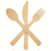 Ensemble de couverts en bambou de qualité supérieure, fourchette, couteau, cuillère jetables, vaisselle écologique pour les plats à emporter