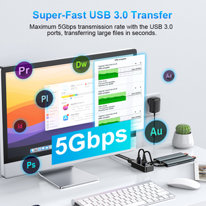 Rshtech 5gbps siêu tốc độ <span class=keywords><strong>USB</strong></span> C đến 4 cổng 3.0 Hub <span class=keywords><strong>USB</strong></span> C HUB với DC 5V/2A Power Adapter <span class=keywords><strong>USB</strong></span> Hub cho máy tính xách tay và macbook - Product Image 2