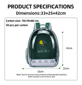 Taşınabilir kuş temizle sırt çantası papağan küçük Pet taşıma çantası büyük uzay kuş seyahat kafesi - Product Image 3