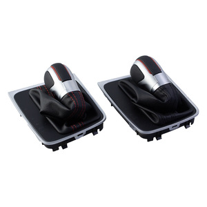 Poignée de levier de vitesse en cuir pour transmission automatique Volkswagen Golf, ergonomique, surpiqûres rouges - Product Image 2