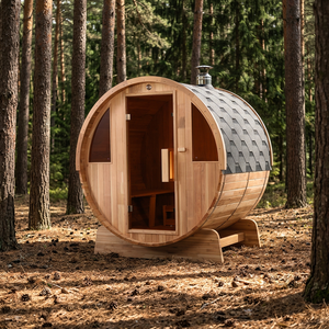 Factory Direct Modern Outdoor <b>Japanese</b> Cedar Solid Wood Barrel Sauna Room 4 Person Harvia Stove Eco-Friendly Park Use Family Use - Product Image 1