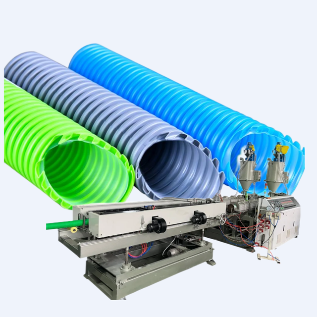 High Output Plastic DWC Double Wall Corrugated Pipe Making Machine HDPE PP PVC Drain Tube Extrusion Line