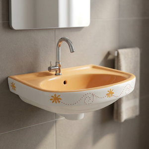Lavabo de Pared Redondo de Cerámica Rosa de Lujo, Lavabo de Diseño para Baño, para Proyectos de Centros Comerciales, Villas y Hoteles, Venta al Por Mayor - Product Image 6