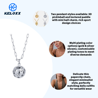 Collier de pickleball tendance en acier inoxydable argenté avec pagaie et chaîne, directement de l'usine KUAIQIU