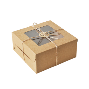 Boîte en carton kraft écologique à fenêtre carrée pour gâteaux, tartes aux œufs, biscuits et desserts de pâtisserie – Emballage cadeau - Product Image 1