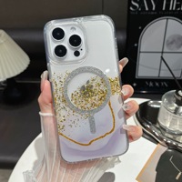 Conception de motif personnalisable |   Étui de téléphone magnétique anti-chute en résine scintillante platine marbrée |   Coque de protection antichoc