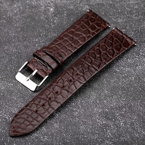 Bracelet de <span class=keywords><strong>montre</strong></span> en cuir de crocodile ultra-fin fait à la main, 18-22MM, <span class=keywords><strong>boucle</strong></span> à <span class=keywords><strong>ardillon</strong></span> marron, chaîne de <span class=keywords><strong>montre</strong></span> Vintage en cuir véritable pour hommes - Product Image 6