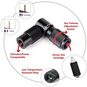 Inflador de neumáticos de bicicleta CO2, inflador rápido y seguro con válvula <span class=keywords><strong>Presta</strong></span> y Schrader, Compatible - Product Image 2