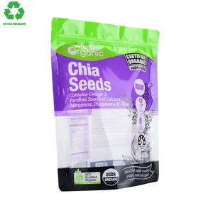 Recycled 2Oz 90Microns Pp Gloss Finish Perfect Gravure Printing Plastic Food Packaging Zipper Lock Stand Up Seal Pouch Bag
