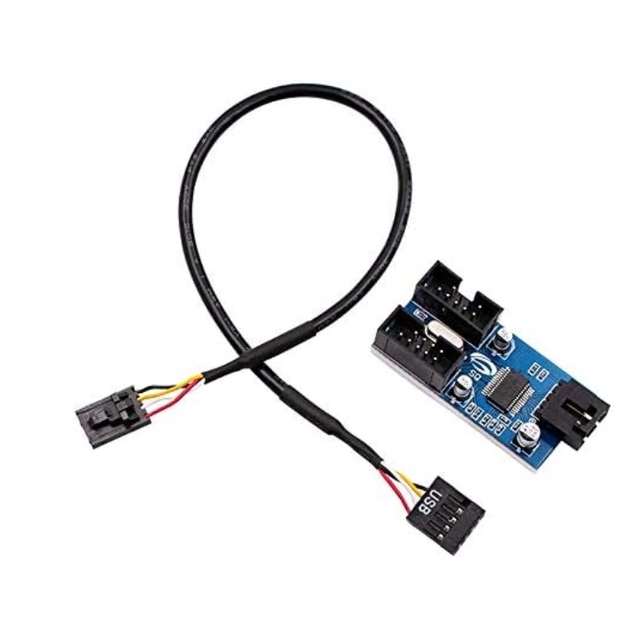 1 to 2 Extension Hub Splitter Adapter Stable Power Supply PC Motherboard 9pin USB Header Splitter
