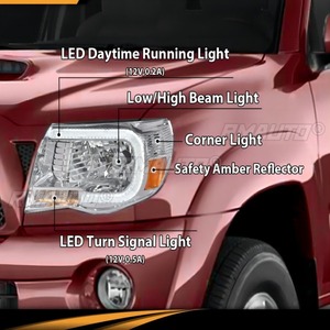 Para Toyota Tacoma 2005-2011, Faros Antiniebla, Luces de Circulación Diurna, Faros Antiniebla Impermeables, Modificación del Conjunto de Faros Delanteros 81150-04173 - Product Image 5