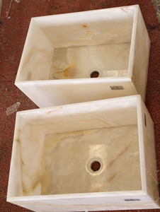 Nuevo Lavabo Rectangular de Ónix Blanco con Pedestal, Lavabo de Piedra para Baño, Lavabo de Ónix Blanco Translúcido Retroiluminado con Pedestal de Mármol - Product Image 5