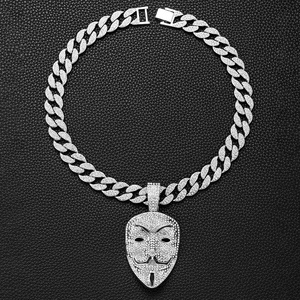 Guy Fox Mask V-Lineความเกลียดชังทีมชายหน้ากากจี้เครื่องประดับเพชรHip Hopสร้อยคอคิวบา - Product Image 5