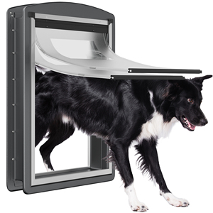 दोहरे चुंबक के साथ लॉक करने योग्य क्लासिक आधुनिक पालतू दरवाजा और स्पष्ट सिलिकॉन फ्लैप-टिकाऊ लोहे के फ्रेम आउटडोर पालतू कुत्तों/बिल्लियों के लिए - Product Image 1