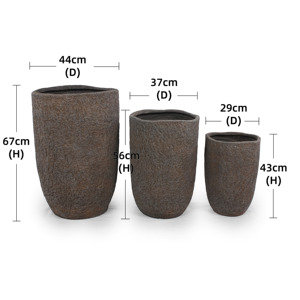 Pot de fleurs en céramique de style américain, écologique, durable, texture pierre brune patinée, pour intérieur, extérieur, jardin, sol - Product Image 2