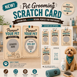 Tarjeta Rasca y Gana de Alta Calidad para el Marketing de Peluquería Canina, Tarjeta de Recompensa Personalizada para Servicios de Mascotas para Tiendas - Product Image 4